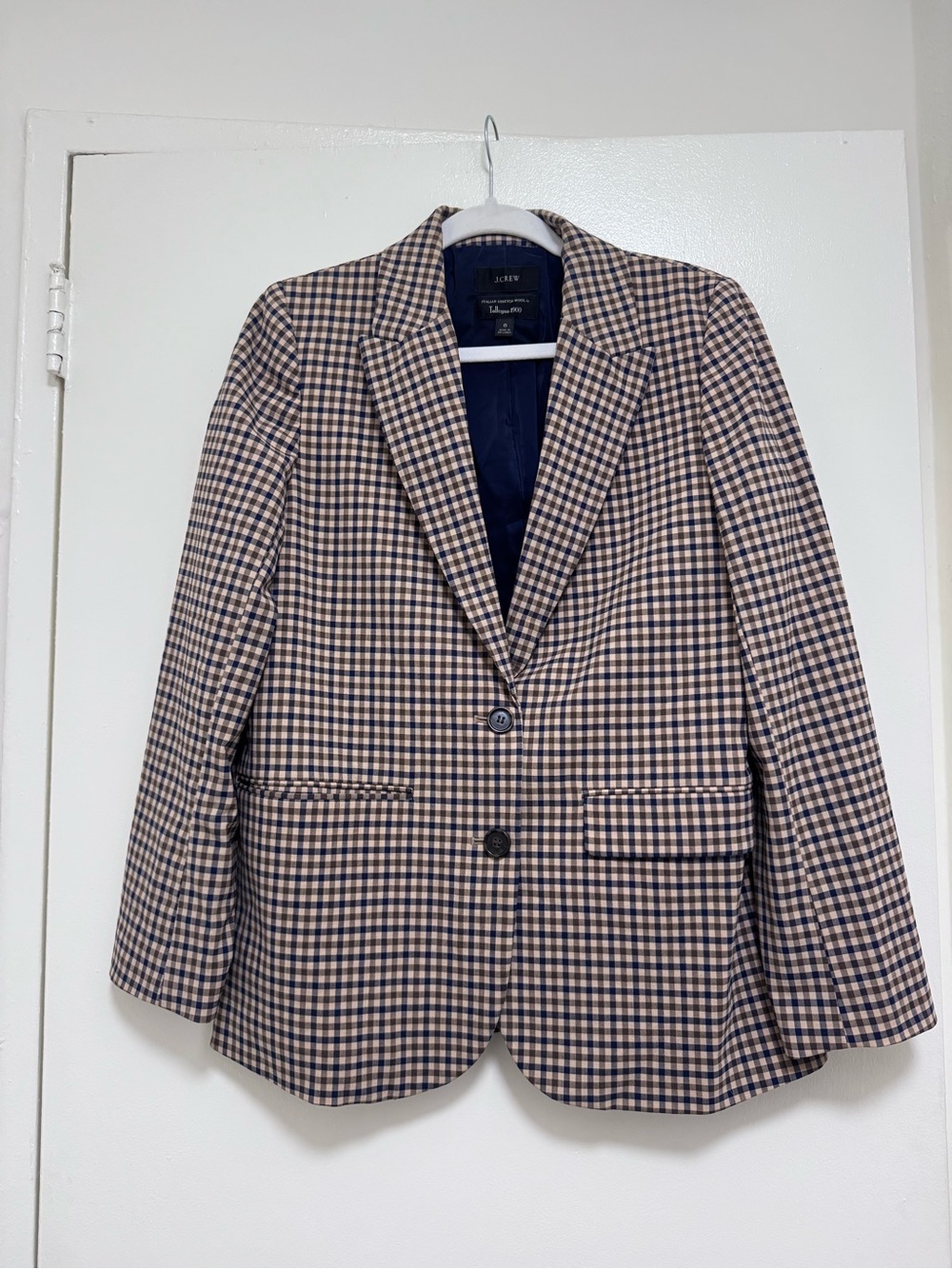 J. Crew Women’s Navy and Beige and Orange Gingham Blazer